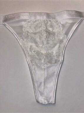 Lounge Lace White Thong Small NWOT